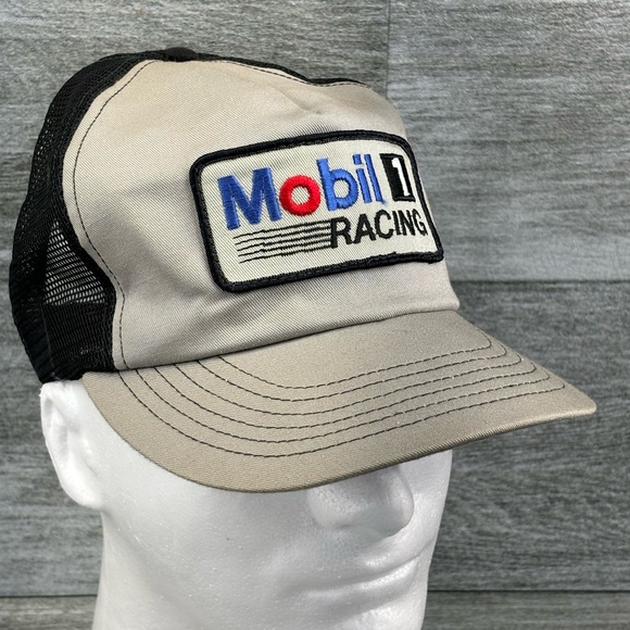 VTG Mobil 1 Racing Patch Mesh Snapback Trucker Hat Stylemaster OSFA USA Made - Picture 2 of 16